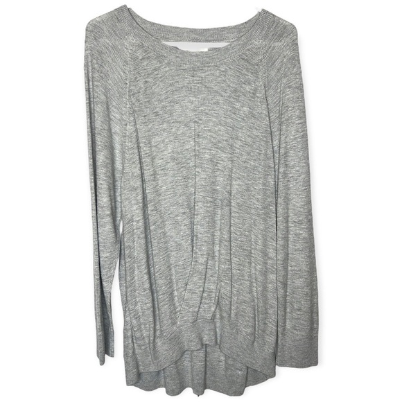 NWOT Lou & Grey LOFT light gray twist front Long sleeve knit sweater shirt - Picture 1 of 8
